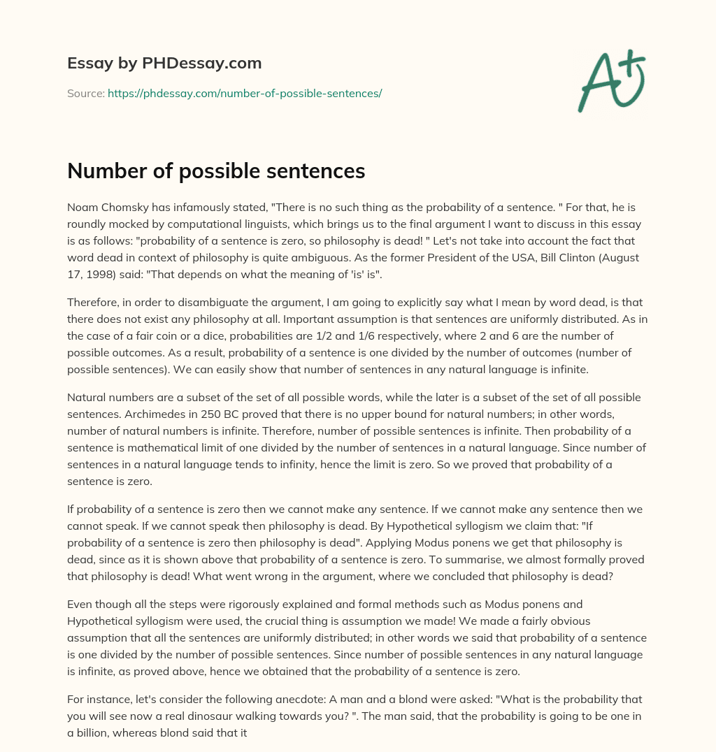 Number of possible sentences essay