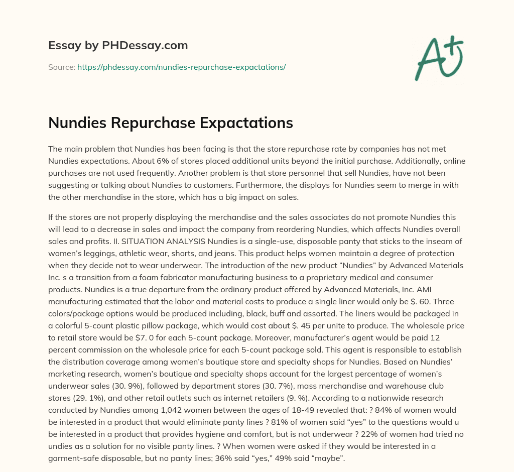 Nundies Repurchase Expactations essay