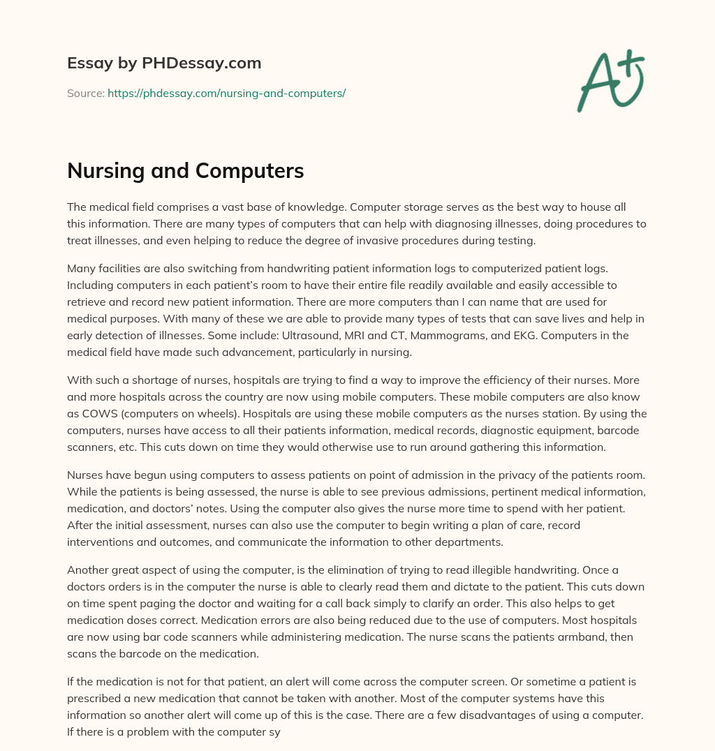 Nursing and Computers essay