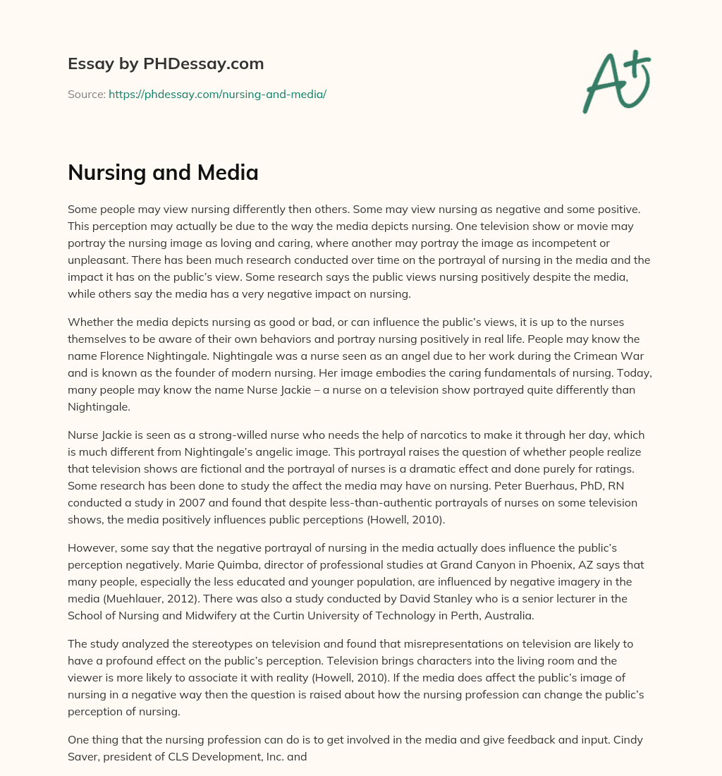 Nursing and Media essay