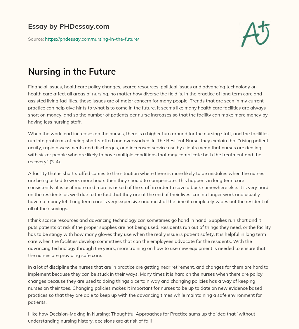 Nursing in the Future essay