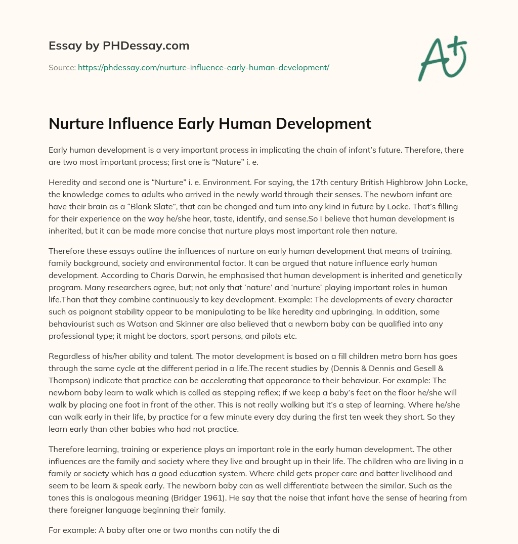 how does nature and nurture influence human development essay