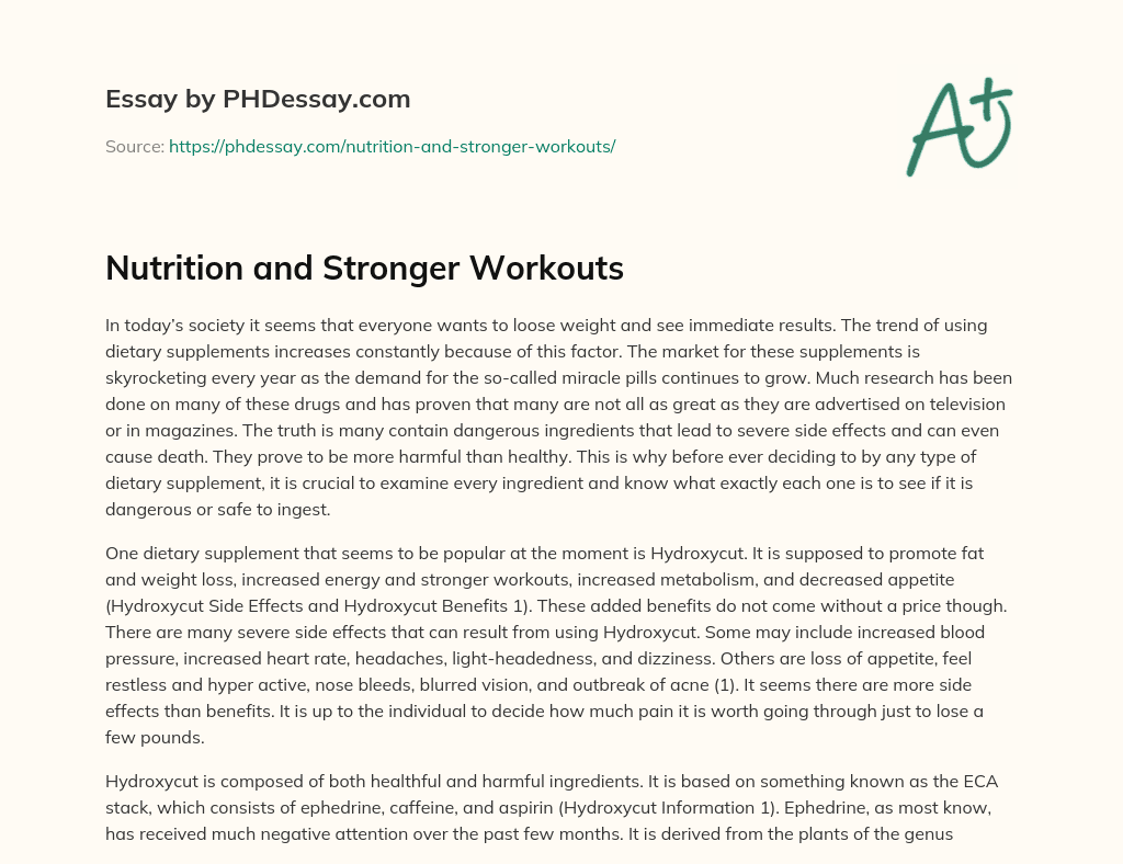 Nutrition and Stronger Workouts essay