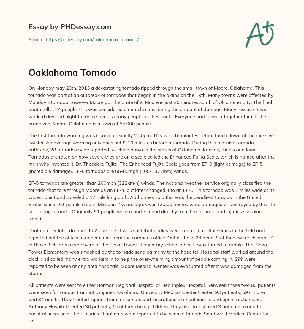 Oaklahoma Tornado essay