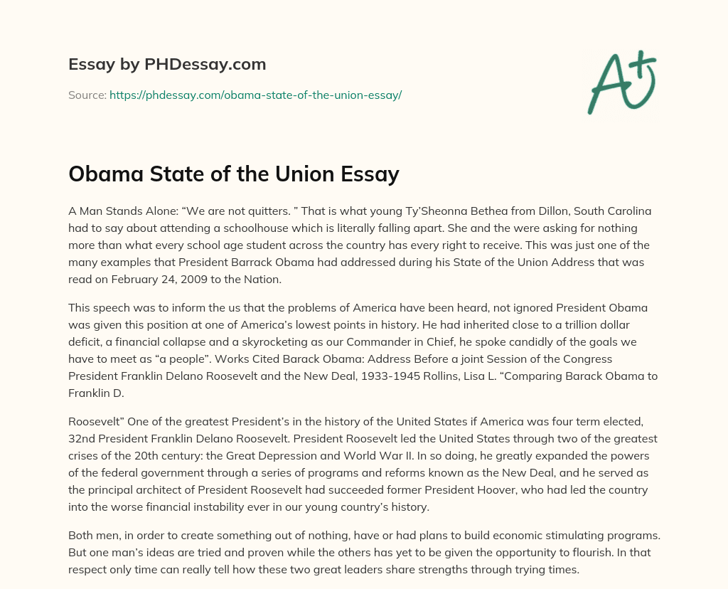 Obama State of the Union Essay essay