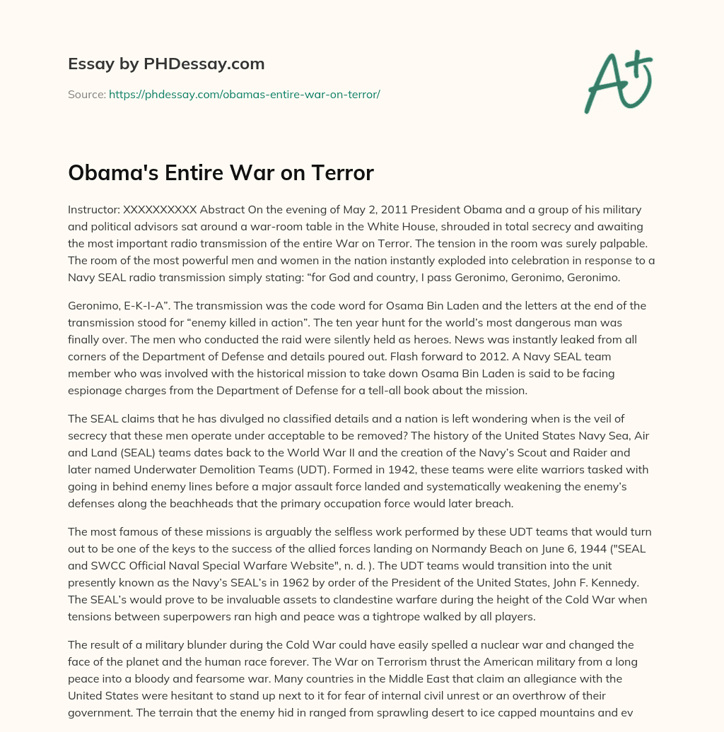 Obama’s Entire War on Terror essay