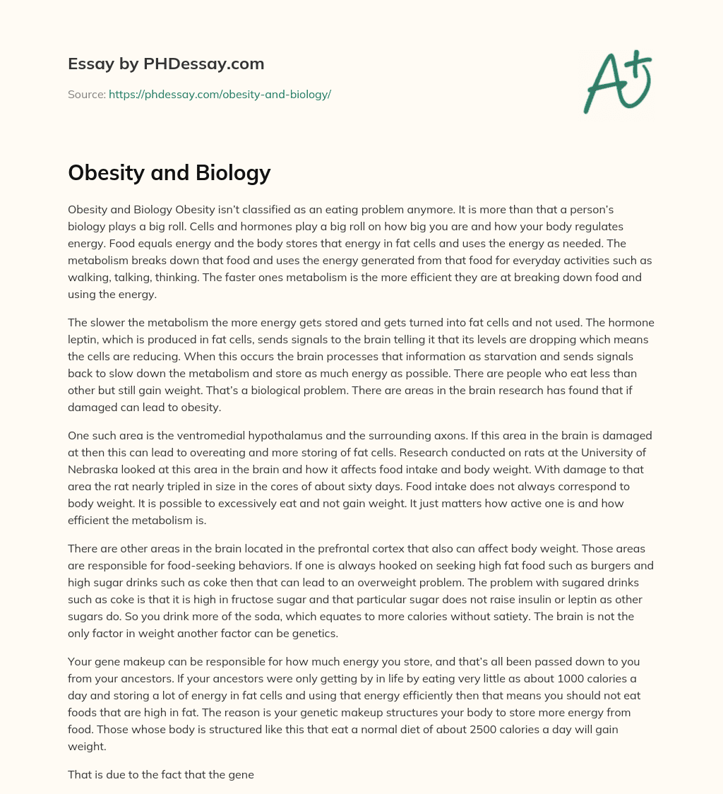 Obesity and Biology essay
