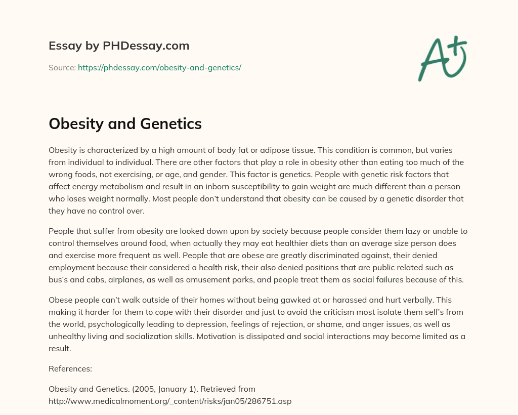 genetics and obesity essay