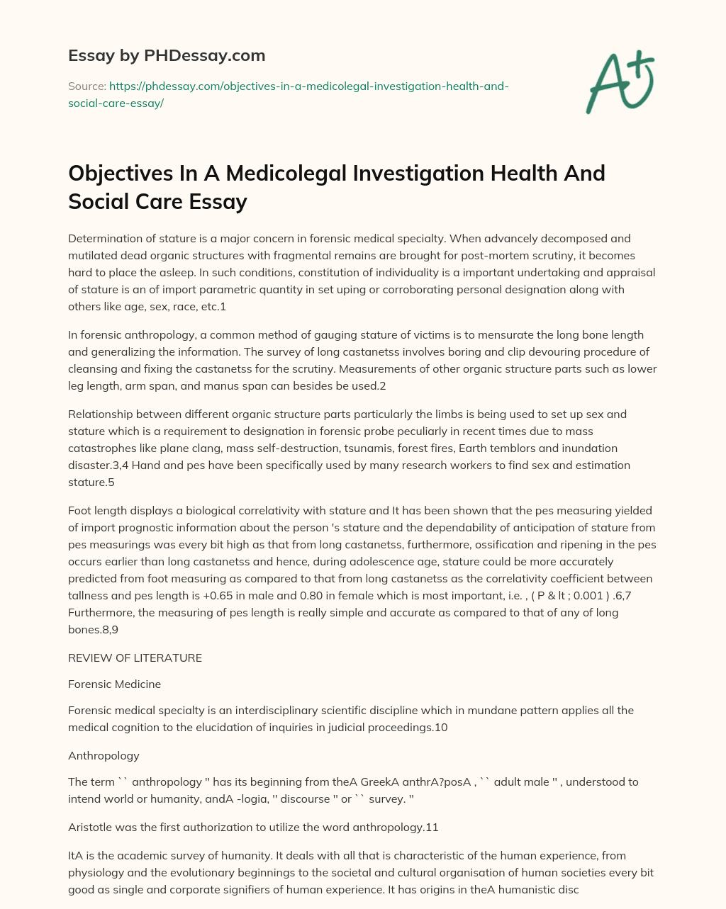 Objectives In A Medicolegal Investigation Health And Social Care Essay essay