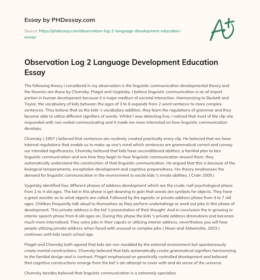 language development observation essay