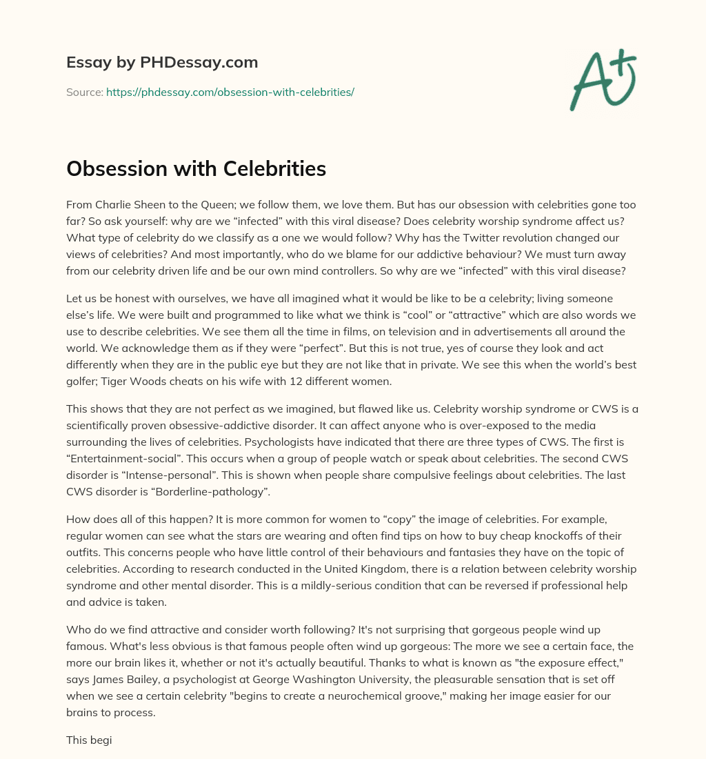 Obsession with Celebrities essay