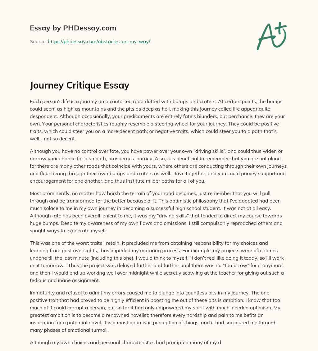 Journey Critique Essay essay