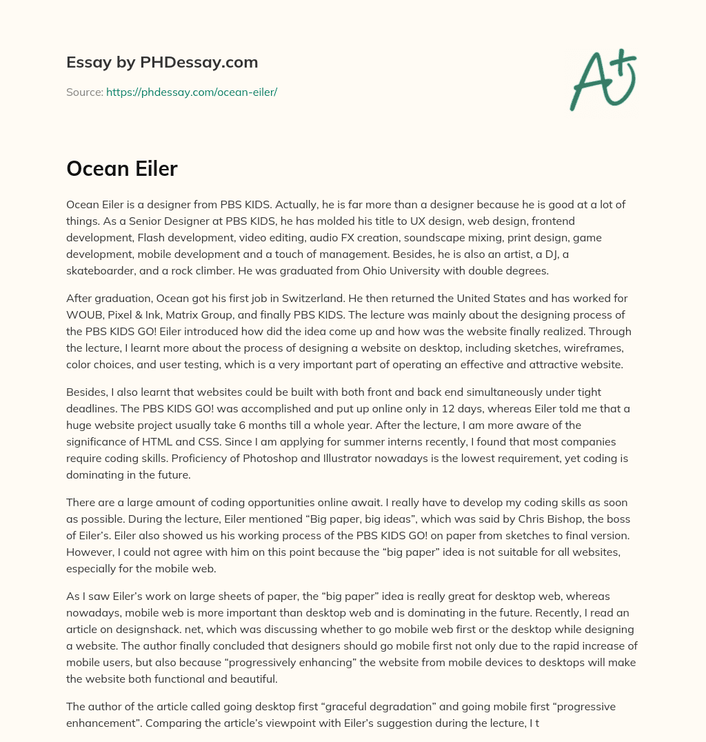 Ocean Eiler essay