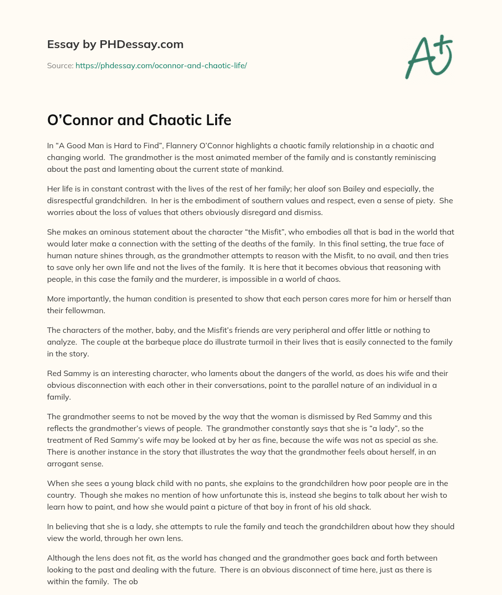 O’Connor and Chaotic Life essay