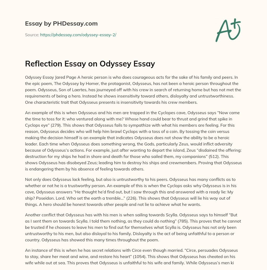 Reflection Essay on Odyssey Essay essay