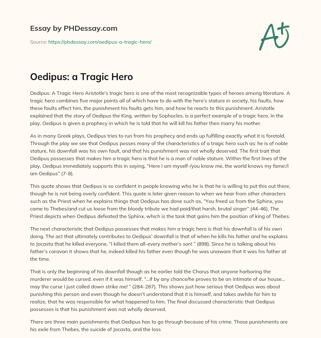 oedipus tragic flaw essay