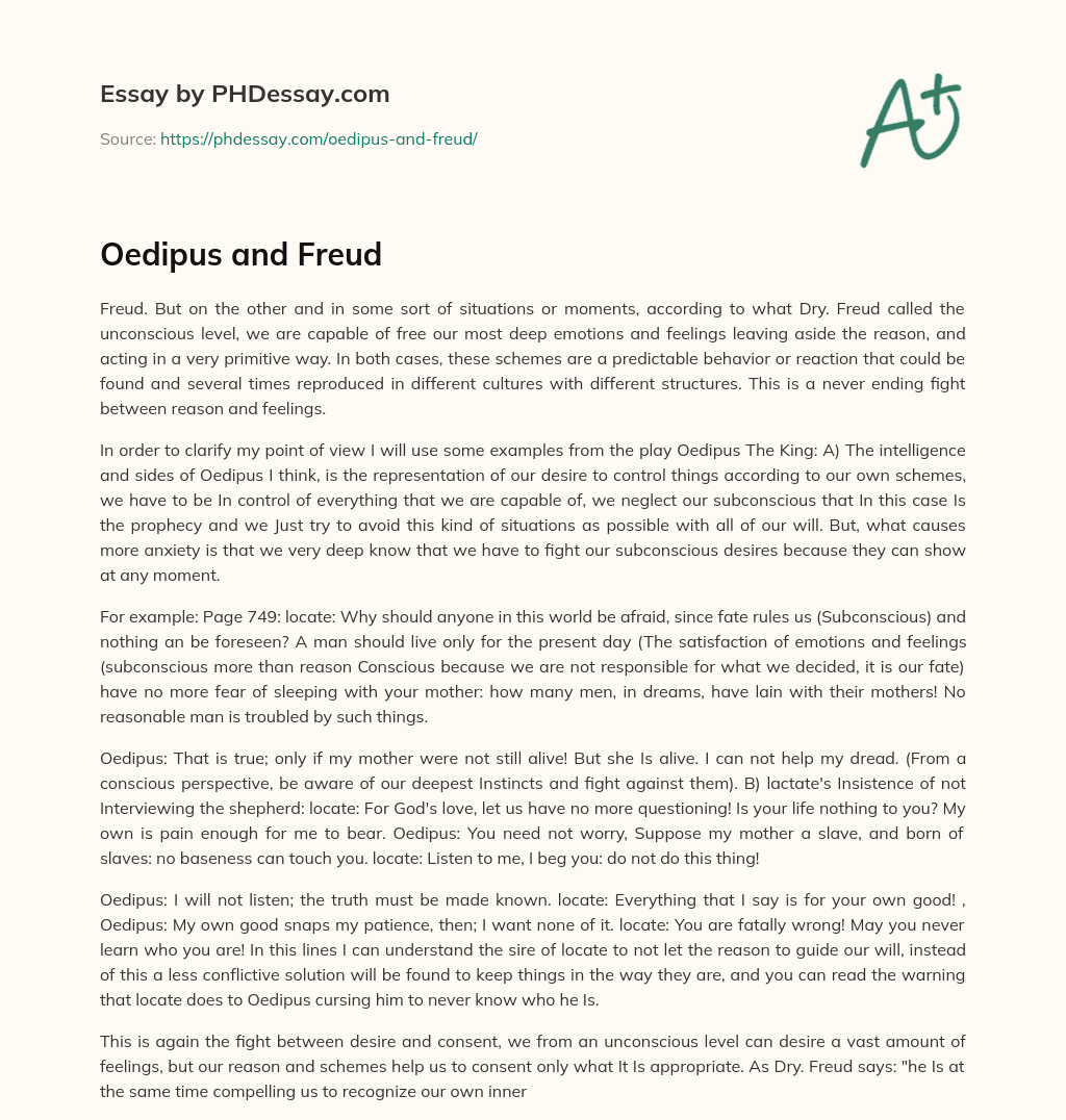 Oedipus and Freud essay