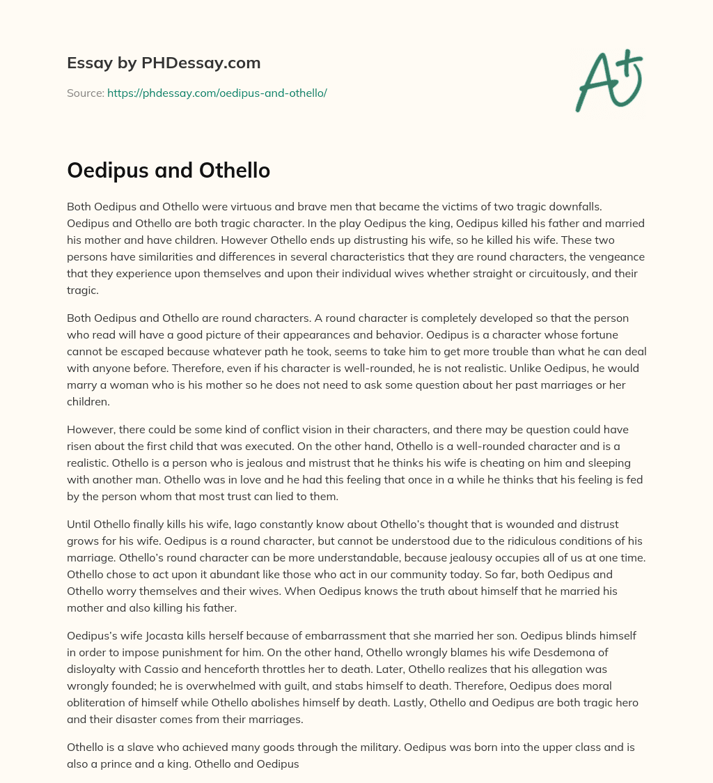 Oedipus and Othello essay