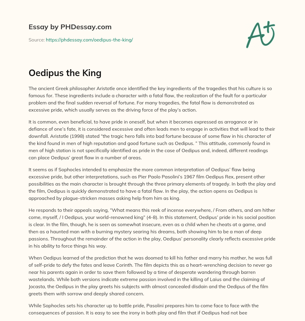 Oedipus the King essay