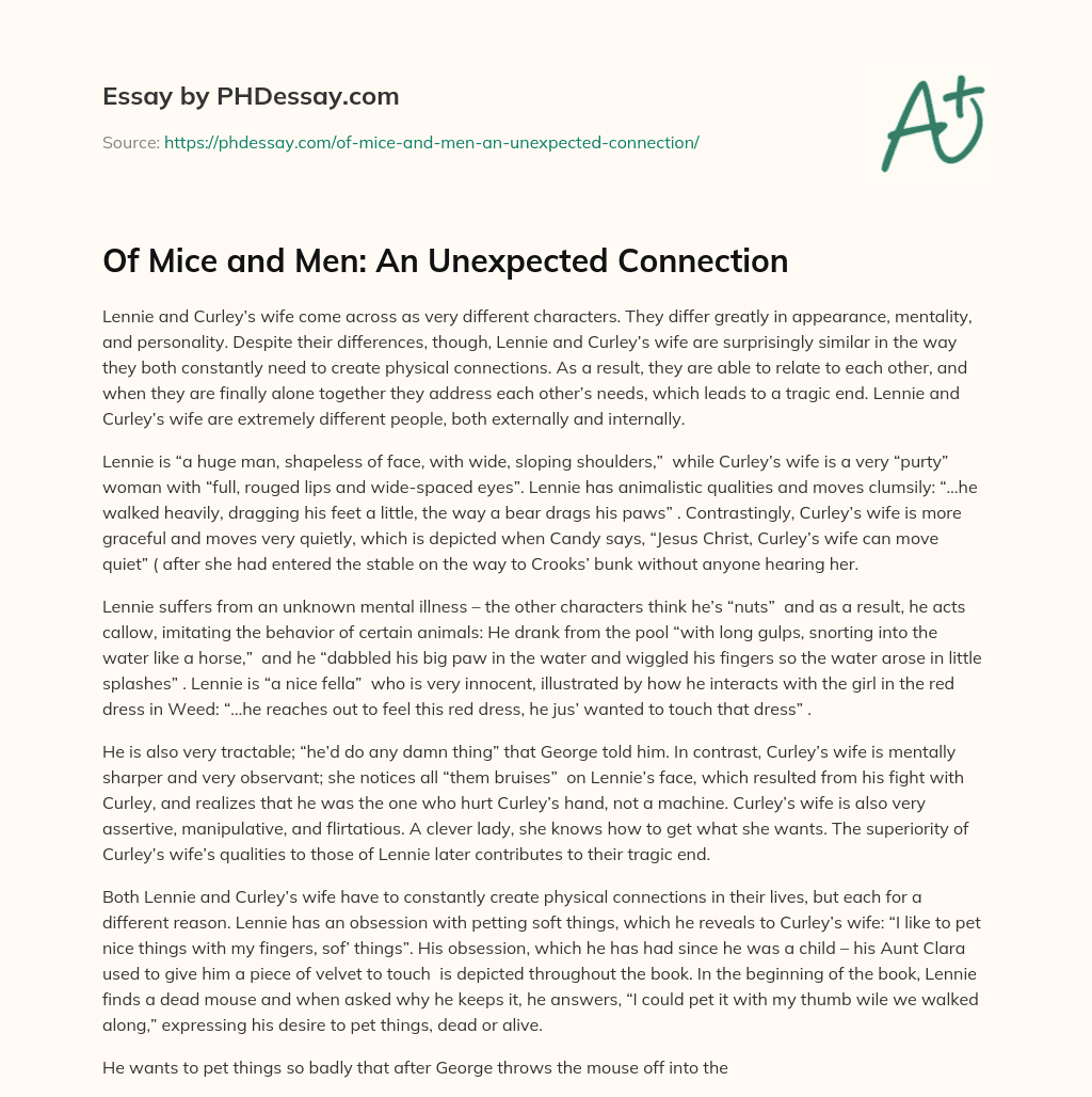 Of Mice and Men: An Unexpected Connection essay