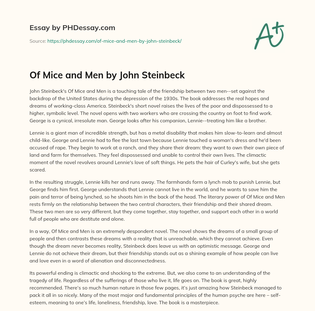 Of Mice and Men by John Steinbeck essay