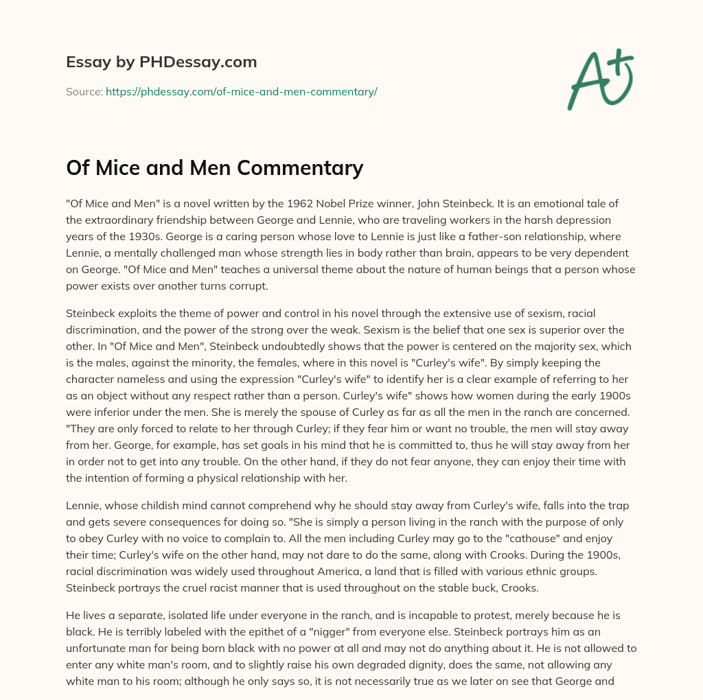 Of Mice and Men Commentary essay