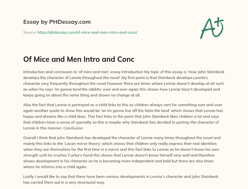 Of Mice and Men Intro and Conc essay