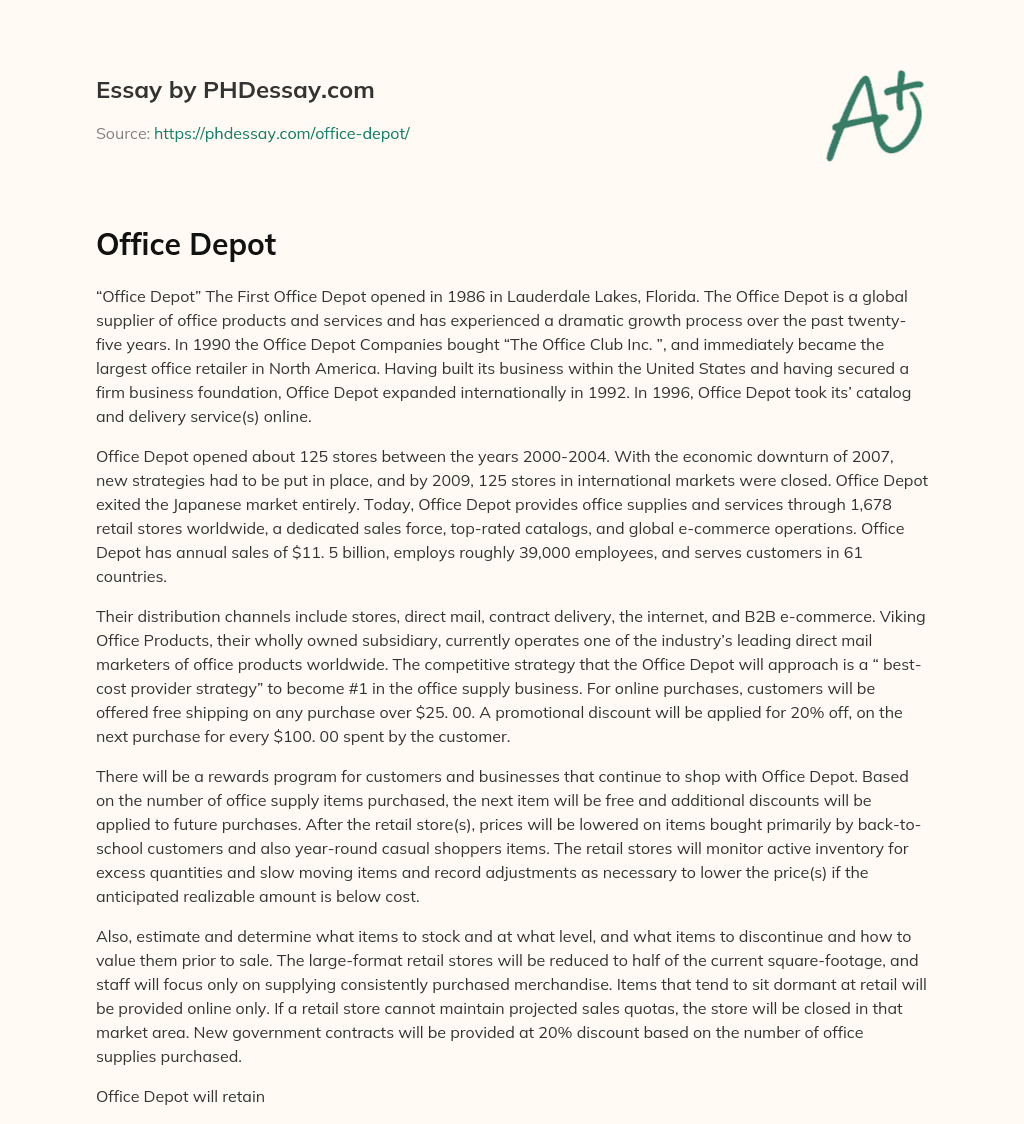 Office Depot essay