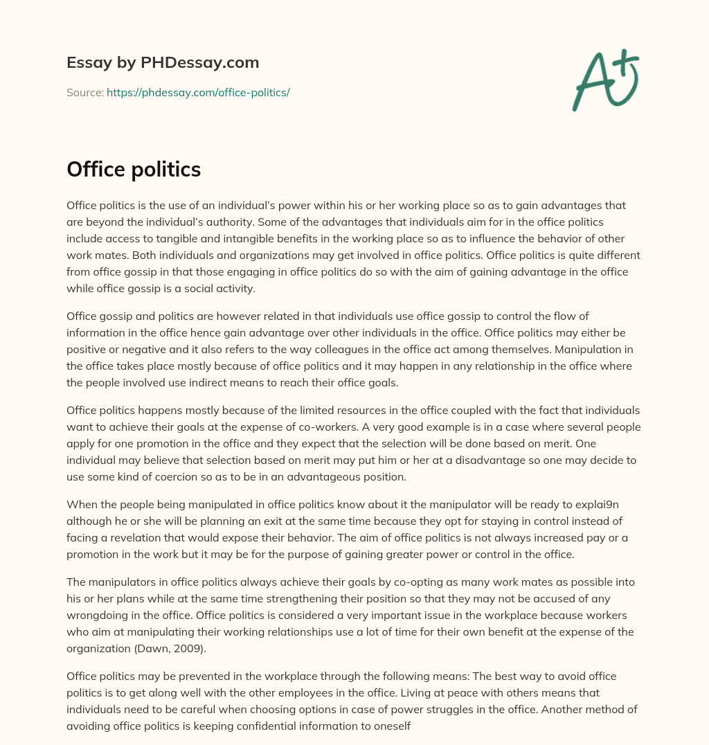 Office politics essay