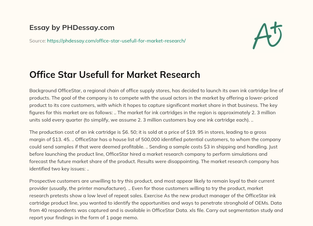Office Star Usefull for Market Research essay