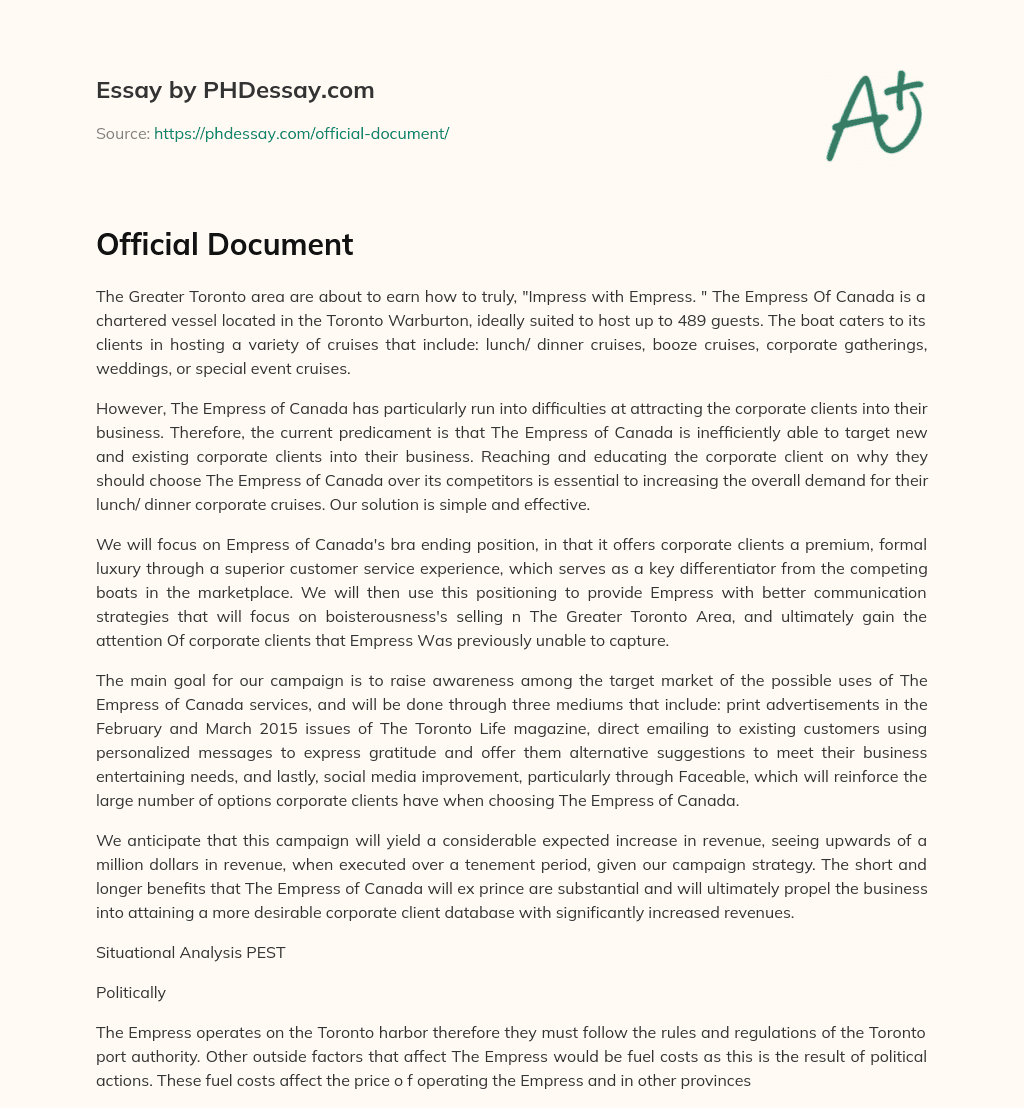 Official Document essay