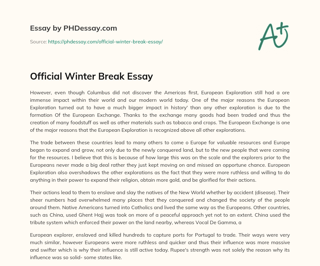 winter break essay in english