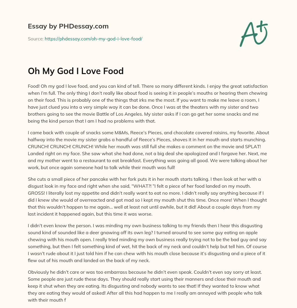 Oh My God I Love Food essay