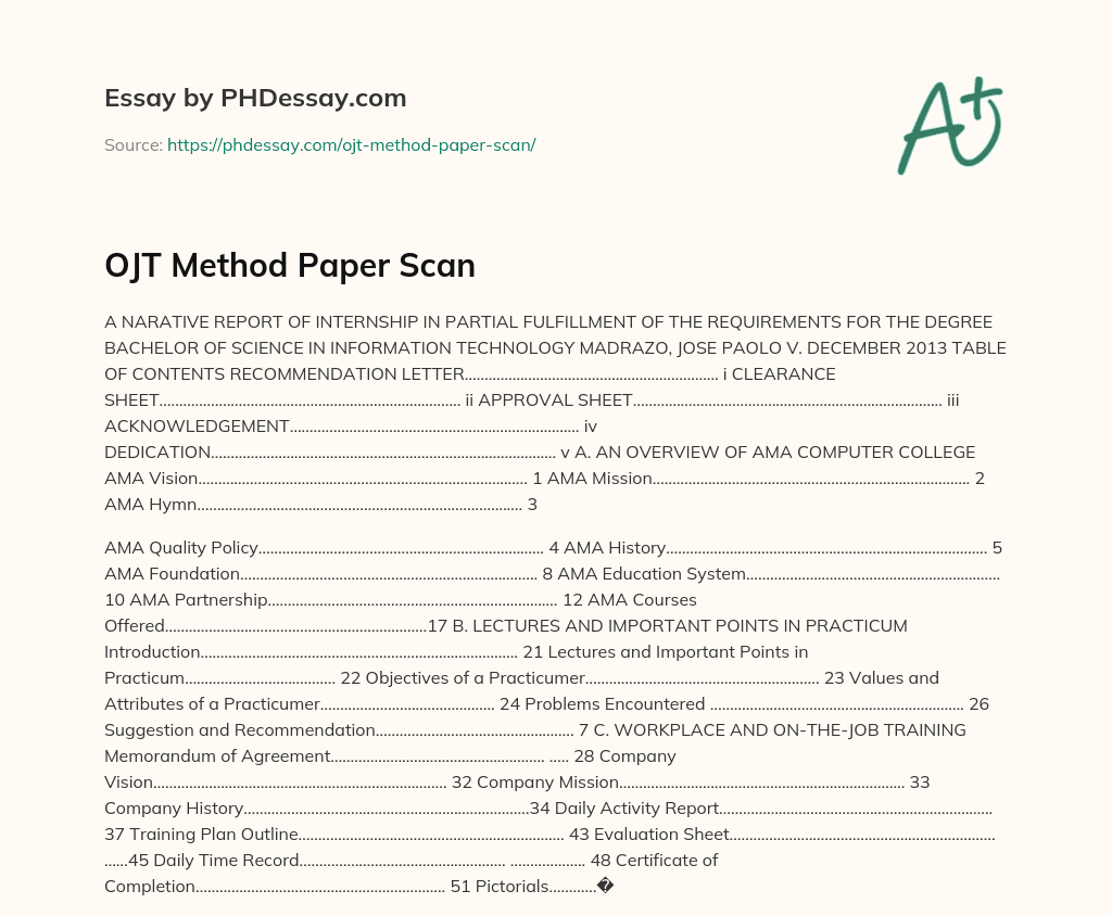 OJT Method Paper Scan essay