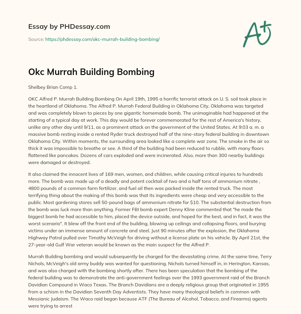 Okc Murrah Building Bombing essay