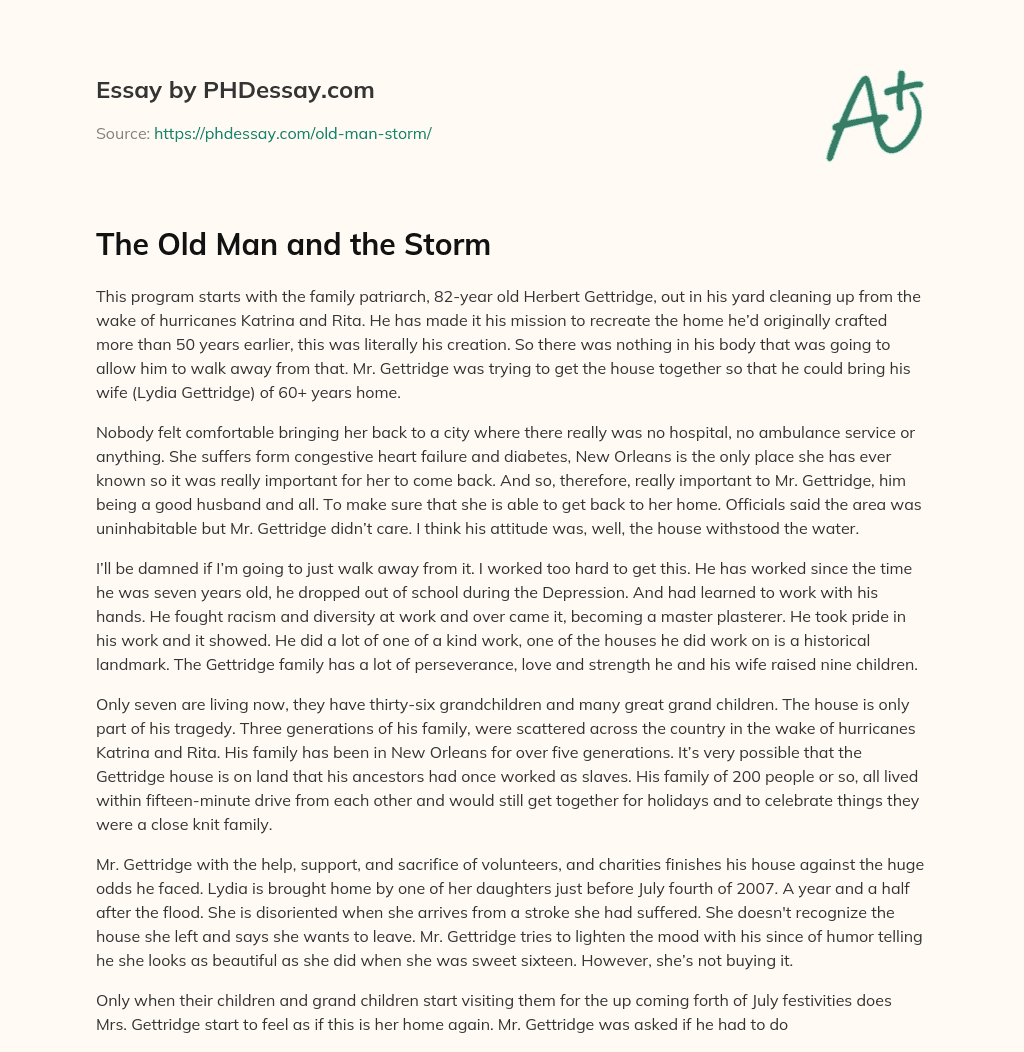 The Old Man and the Storm essay