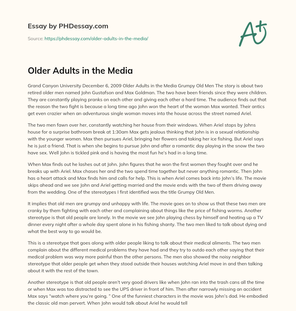 Older Adults in the Media essay