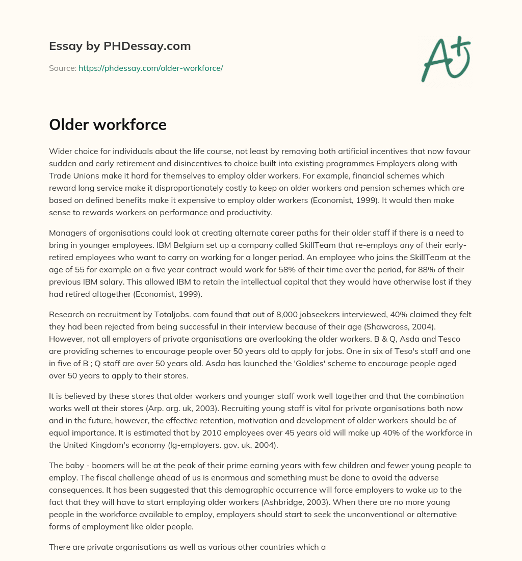 Older workforce essay