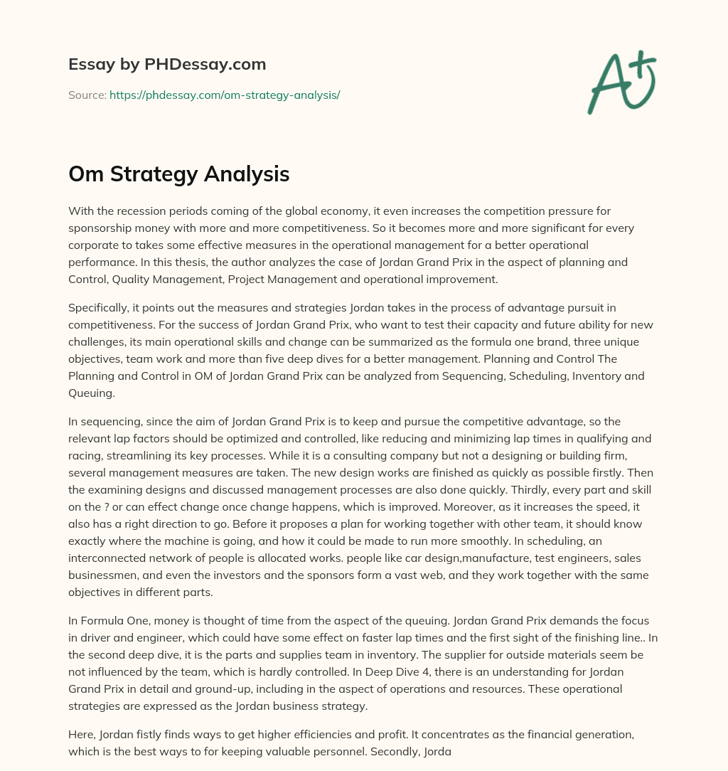 Om Strategy Analysis essay