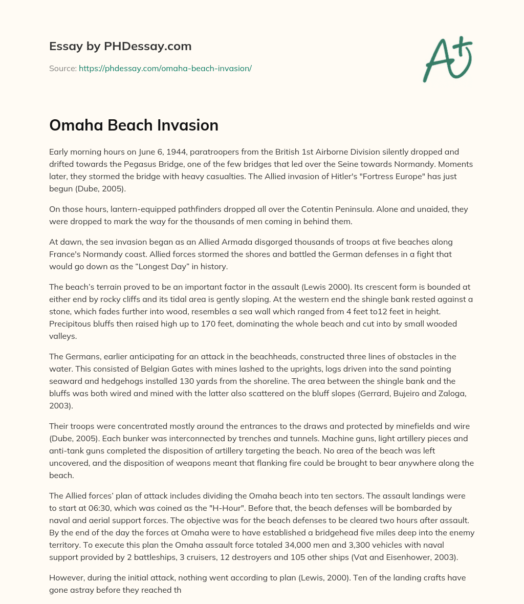 Omaha Beach Invasion essay