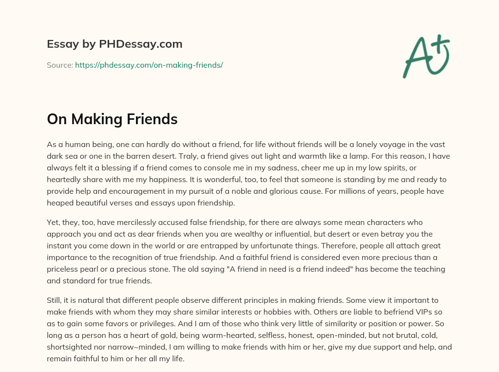 essay on making friends