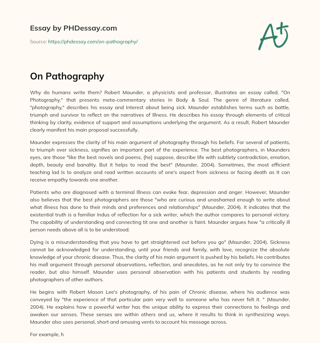 On Pathography essay