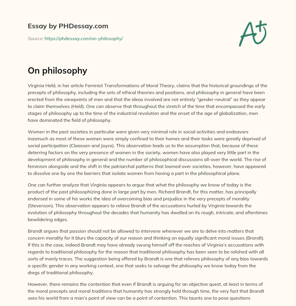 On philosophy essay