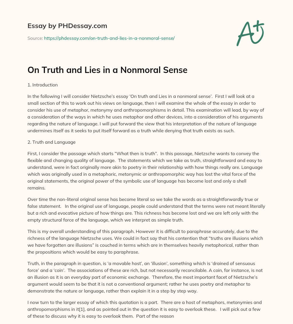 truth and lies essay