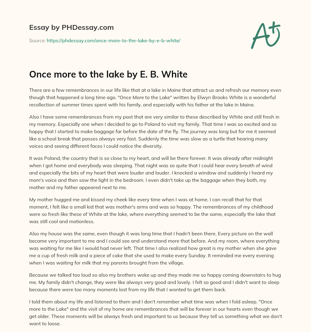Once more to the lake by E. B. White essay