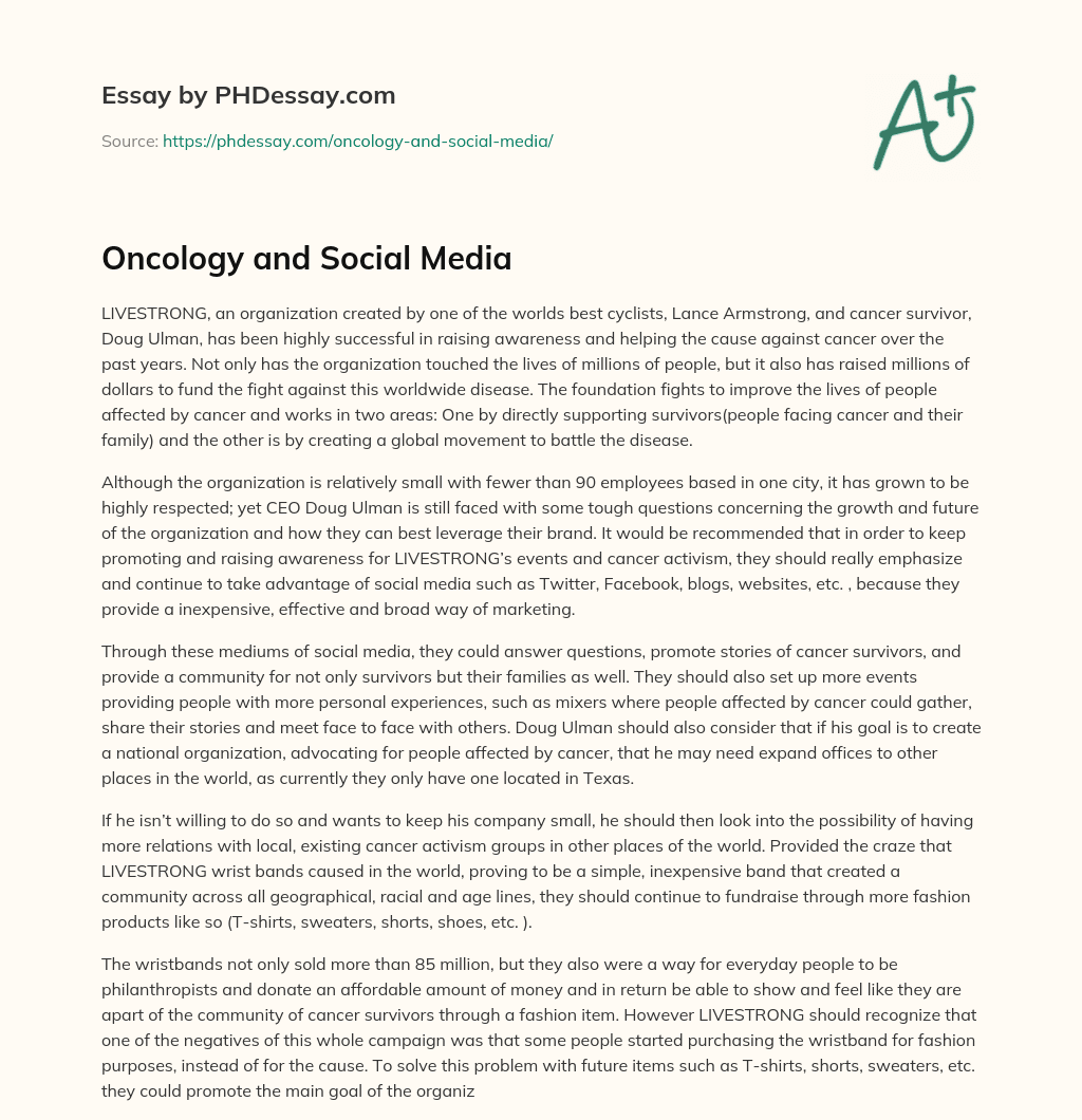 Oncology and Social Media essay