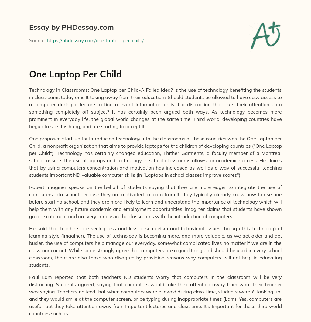 One Laptop Per Child essay
