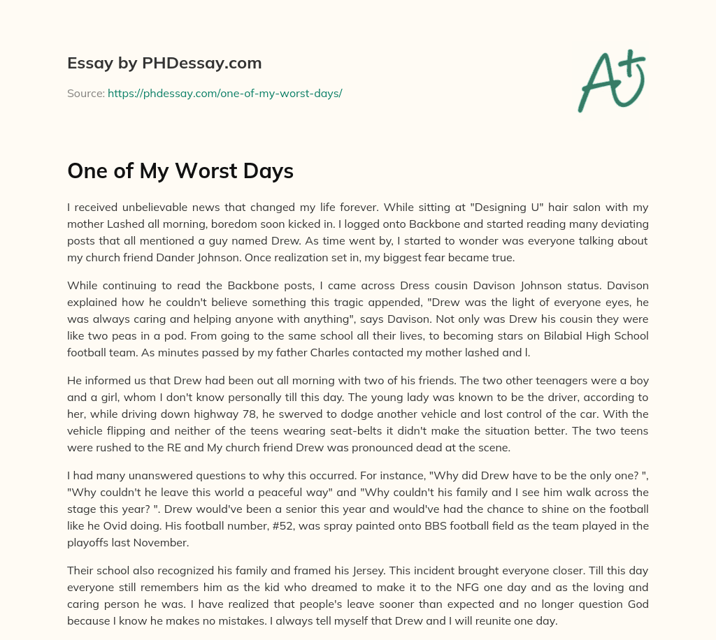 One of My Worst Days essay