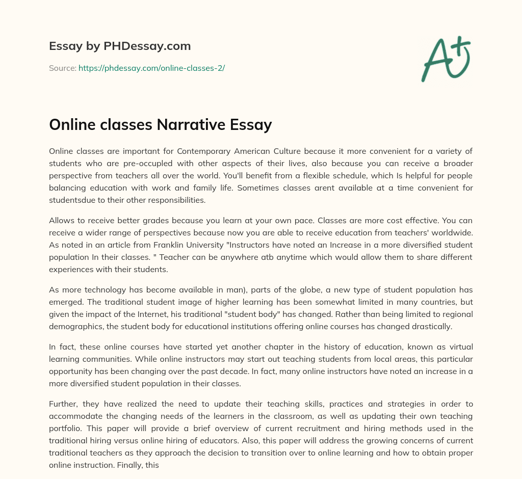 online classes narrative essay