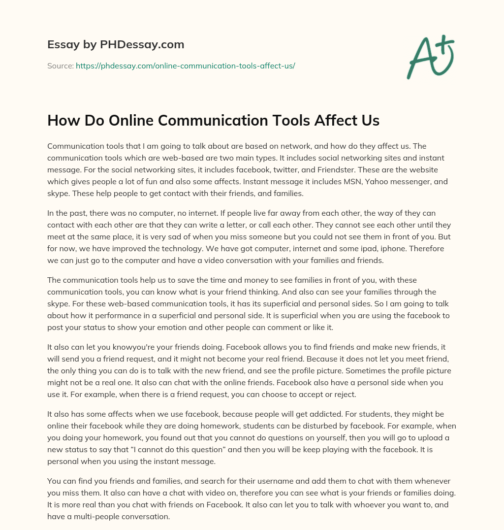 How Do Online Communication Tools Affect Us essay